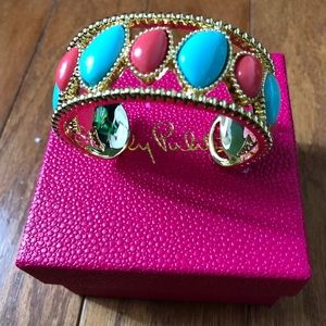NEW Lilly Pulitzer Gold Coral Aqua Bangle Cuff